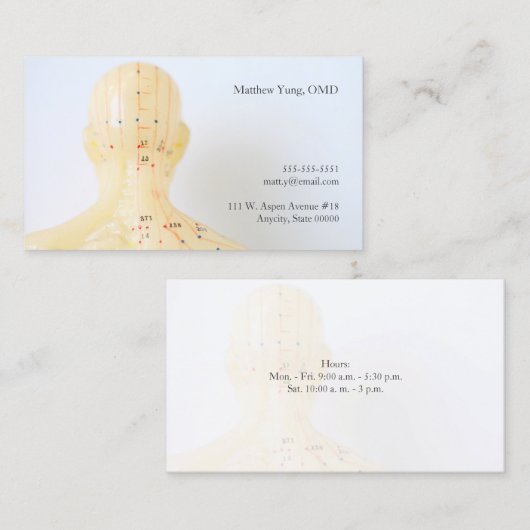 Akupunktur Kopf und Schulter Rückansicht Visitenkarte (Vorne/Hinten)