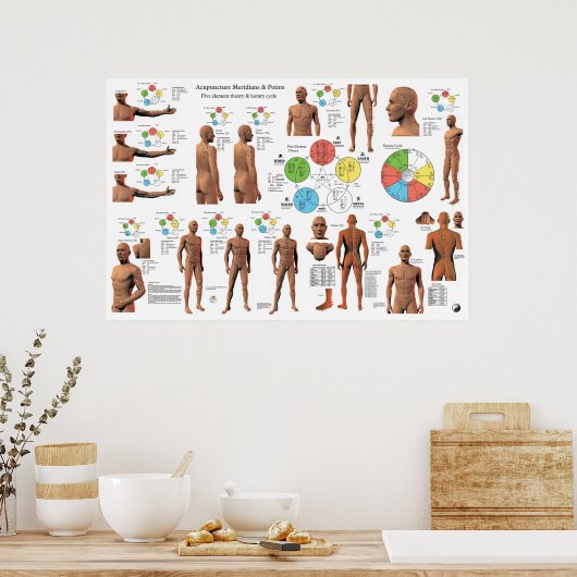 Akupunktur Meridian Points and Pathways Poster (Küche)