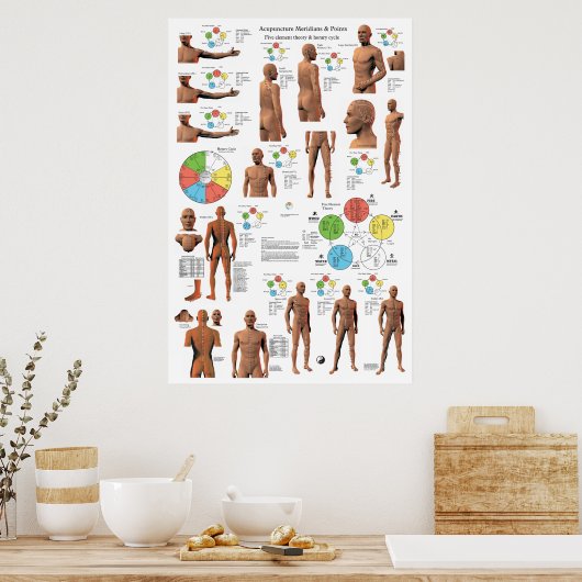 Akupunktur Meridian Points and Pathways Poster (Küche)