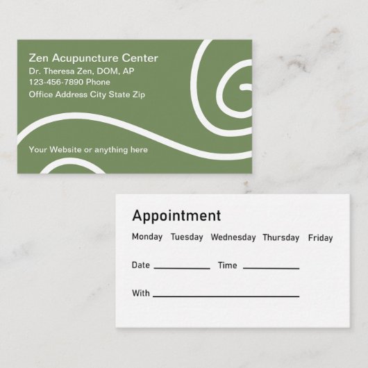 Akupunkturanstellung Medizinische Visitenkarten Visitenkarte (Vorne/Hinten)