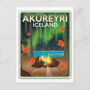 Akureyri Island Reiseplakat Feiertagspostkarte