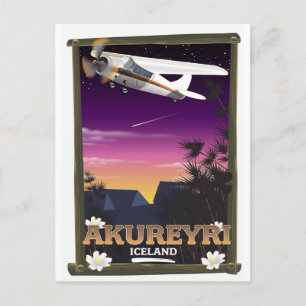 Akureyri Island Reiseplakat Postkarte