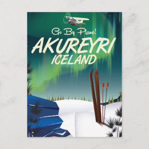 Akureyri Island Reiseplakat Postkarte