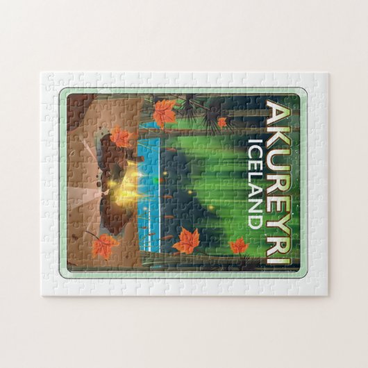 Akureyri Island Reiseplakat Puzzle (Horizontal)