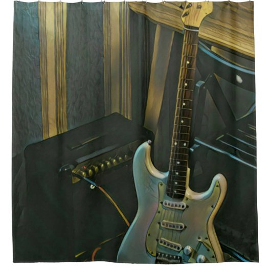 Akustik-Bass E-Gitarre-Geschenk Duschvorhang (Vorderseite)