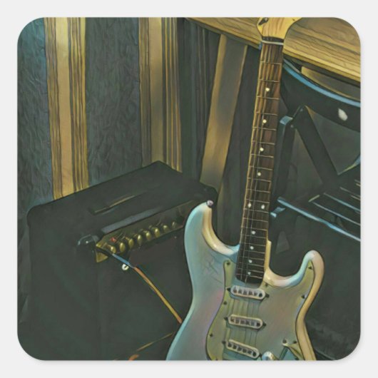 Akustik-Bass E-Gitarre-Geschenk Quadratischer Aufkleber (Vorderseite)