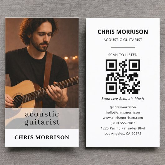 Akustik-Gitarrist Musik QR-Code-Foto Visitenkarte
