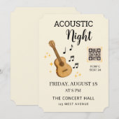 Akustik-Musik-Event-Ticket mit QR-Code Einladung (Vorne/Hinten)