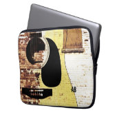 Akustikgitarre auf Ziegelsteincollage Laptopschutzhülle (Vorderseite Links)