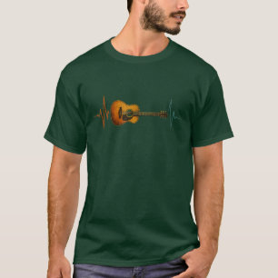 Akustikgitarre Herzschlag Linie Musik Rhythmus Kun T-Shirt