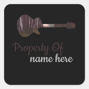 Akustikgitarre-Logo personalisiert Quadratischer Aufkleber