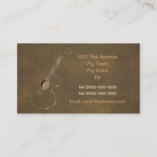 Akustikgitarre-Logo-Visitenkarten Visitenkarte (Rückseite)