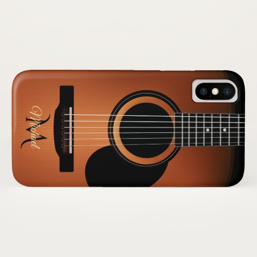 Akustikgitarre-Monogramm iPhone X Fall Case-Mate iPhone Hülle (Rückseite (Horizontal))