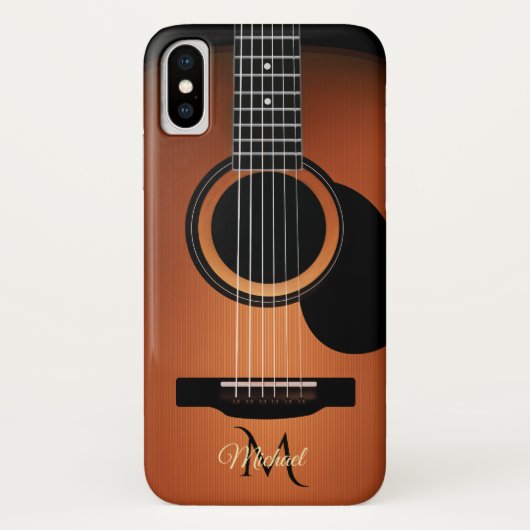 Akustikgitarre-Monogramm iPhone X Fall Case-Mate iPhone Hülle (Rückseite)