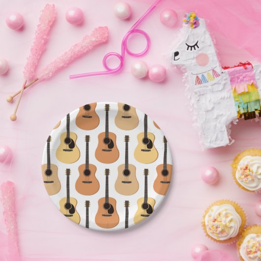 Akustikgitarre-Muster Pappteller (Party)