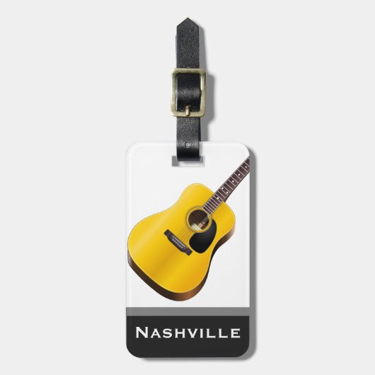 Akustikgitarre-Nashville-Wort-Gewohnheit Gepäckanhänger (Vorderseite vertikal)