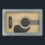 Akustikgitarre Rechteckige Gürtelschnalle<br><div class="desc">Eine klassische sechs Akustikgitarre-Gürtelschnalle der Schnur</div>