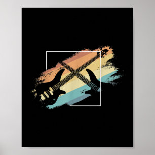 Akustikgitarre Retro-Musikplayer Musiker Bass Poster