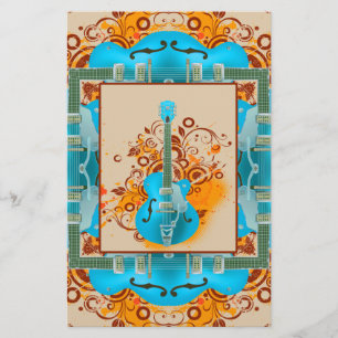 AkustikgitarreblumenGrunge Vintag Briefpapier