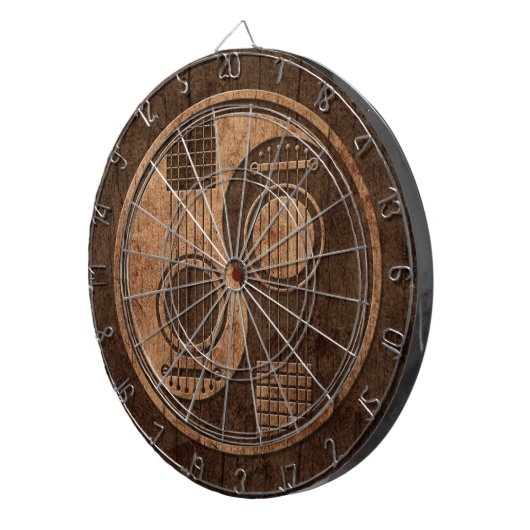 Akustikgitarren Yin Yang mit hölzernem Korn-Effekt Dartscheibe (Vorderseite rechts)