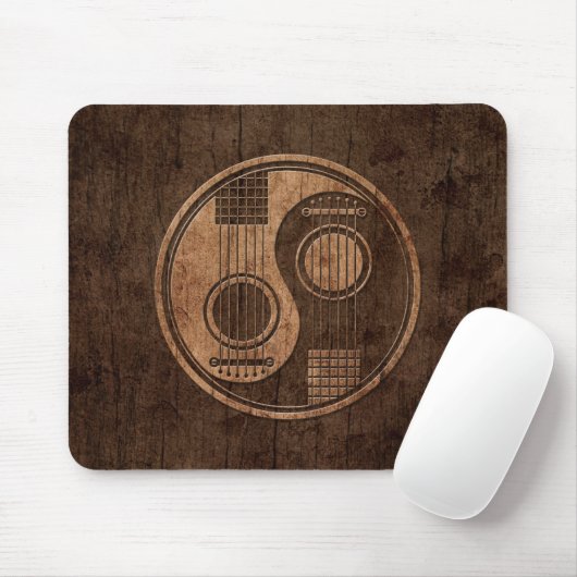 Akustikgitarren Yin Yang mit hölzernem Korn-Effekt Mousepad (Mit Mouse)