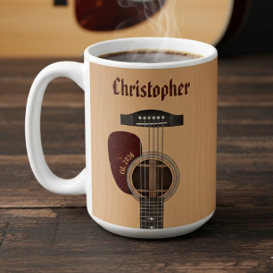 Akustikgitarrenmusiker Gitarrist Braun Name Kaffeetasse