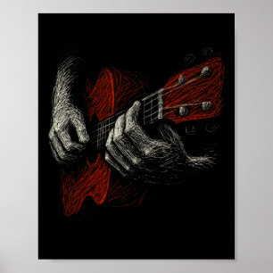 Akustikgitarrespieler-Shirt Vintage Musiklehrer Poster