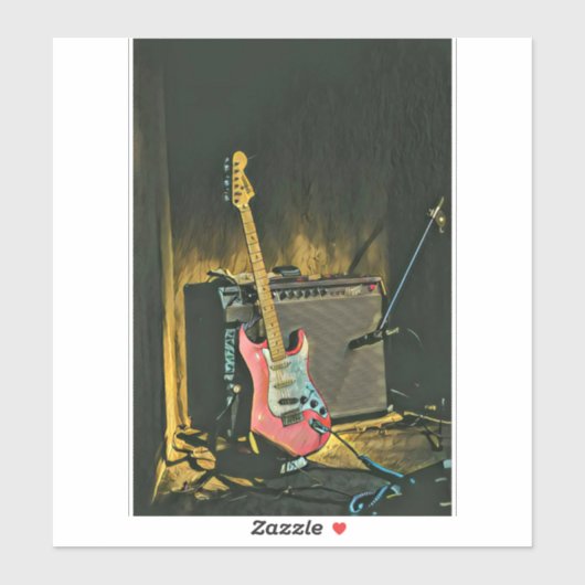 Akustikgitarrist Aufkleber (Blatt)