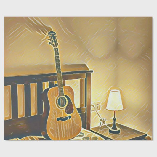 Akustikgitarrist Geschenkpapier (Flach)