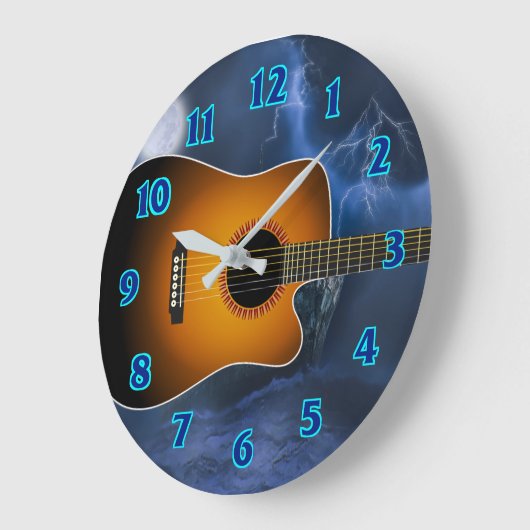 Akustikgitarrist Große Wanduhr (Winkel)