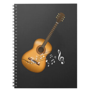 Akustikgitarrist Musical Notes Art Musician Notizblock