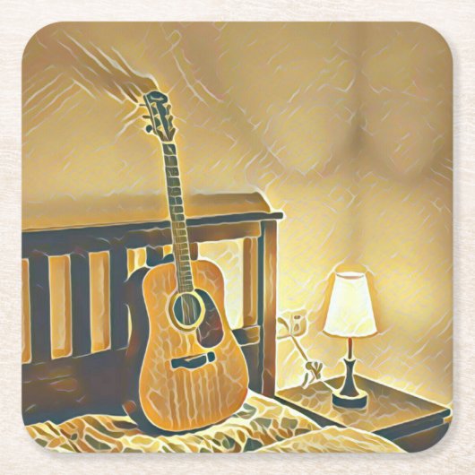 Akustikgitarrist Rechteckiger Pappuntersetzer (Vorderseite)
