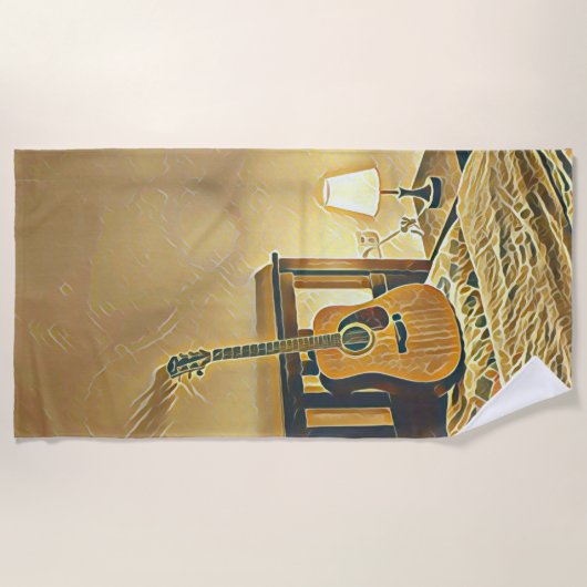 Akustikgitarrist Strandtuch (Vorderseite)