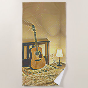 Akustikgitarrist Strandtuch