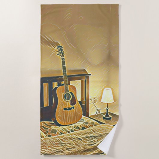 Akustikgitarrist Strandtuch (Vorderseite)