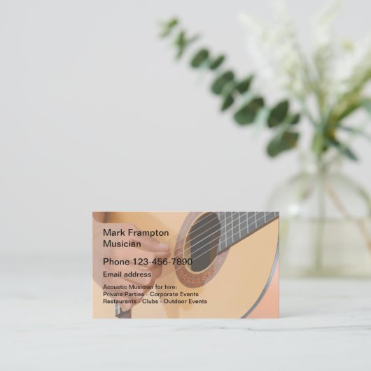 Akustikgitarrist Visitenkarte (Stehend Vorderseite)