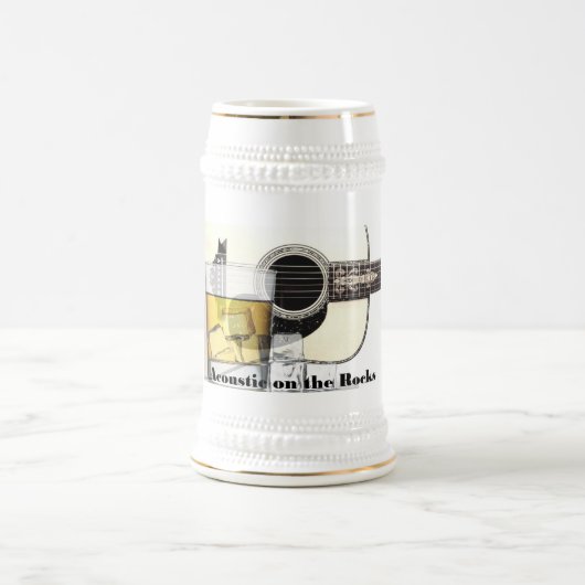 "Akustisch auf den Felsen" Bier Stein Bierglas (Mittel)