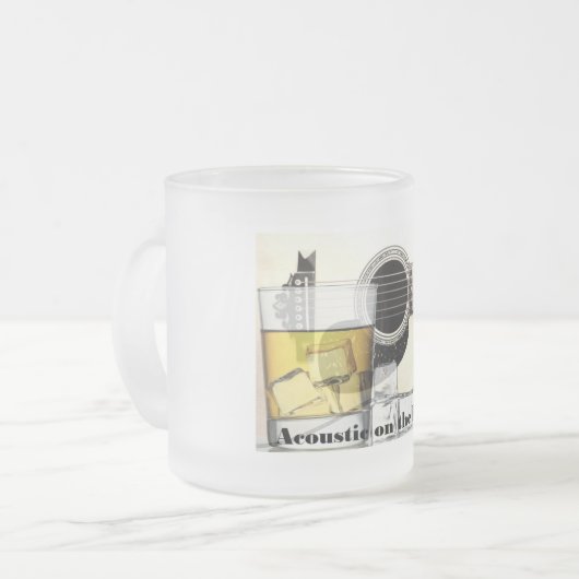 "Akustisch auf den Felsen" mattierte Tasse (Vorderseite Links)