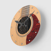 Akustische 6 String Gitarre mit Punkten Runde Wanduhr (Winkel)