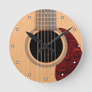 Akustische 6 String Gitarre mit Punkten Runde Wanduhr