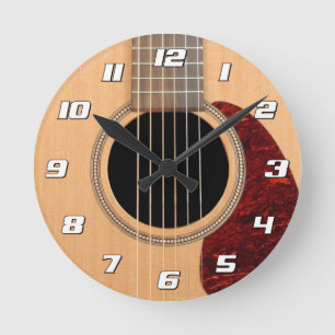 Akustische 6 String Gitarre mit Zahlen Runde Wanduhr