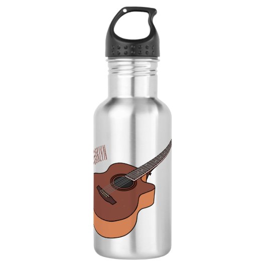 Akustische Gitarre-Cartoon-Abbildung Edelstahlflasche (Vorderseite)