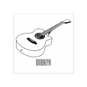 Akustische Gitarre-Cartoon-Abbildung Gummistempel