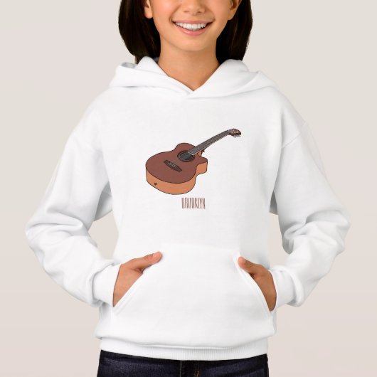 Akustische Gitarre-Cartoon-Abbildung Hoodie (Vorderseite)