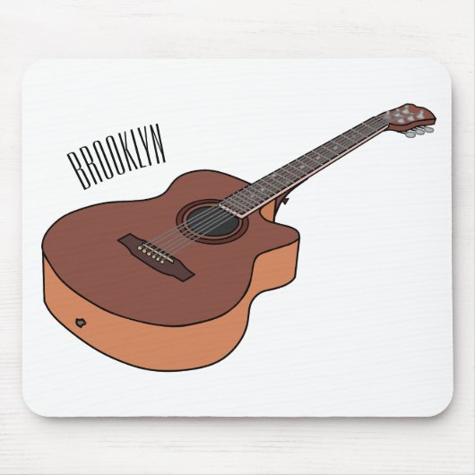 Akustische Gitarre-Cartoon-Abbildung Mousepad (Vorne)