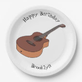 Akustische Gitarre-Cartoon-Abbildung Pappteller (Vorderseite)