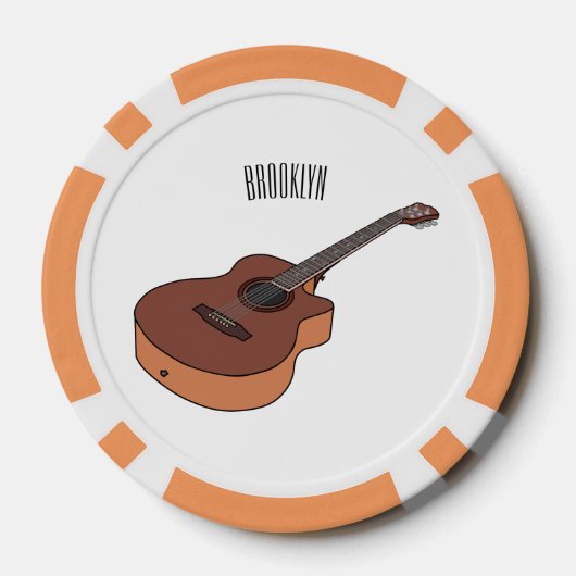 Akustische Gitarre-Cartoon-Abbildung Pokerchips (Rückseite)
