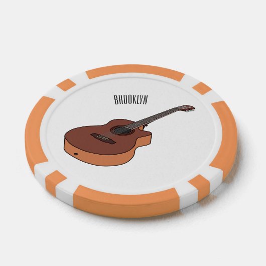 Akustische Gitarre-Cartoon-Abbildung Pokerchips (Einzeln)