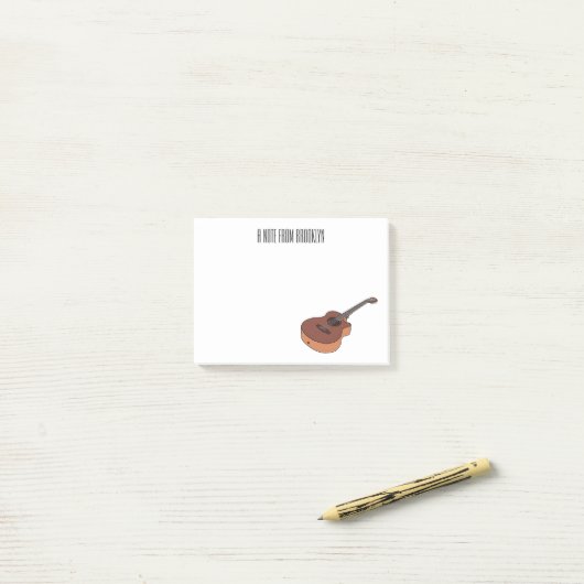 Akustische Gitarre-Cartoon-Abbildung Post-it Klebezettel (Auf Schreibtisch)