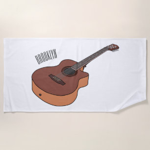 Akustische Gitarre-Cartoon-Abbildung Strandtuch